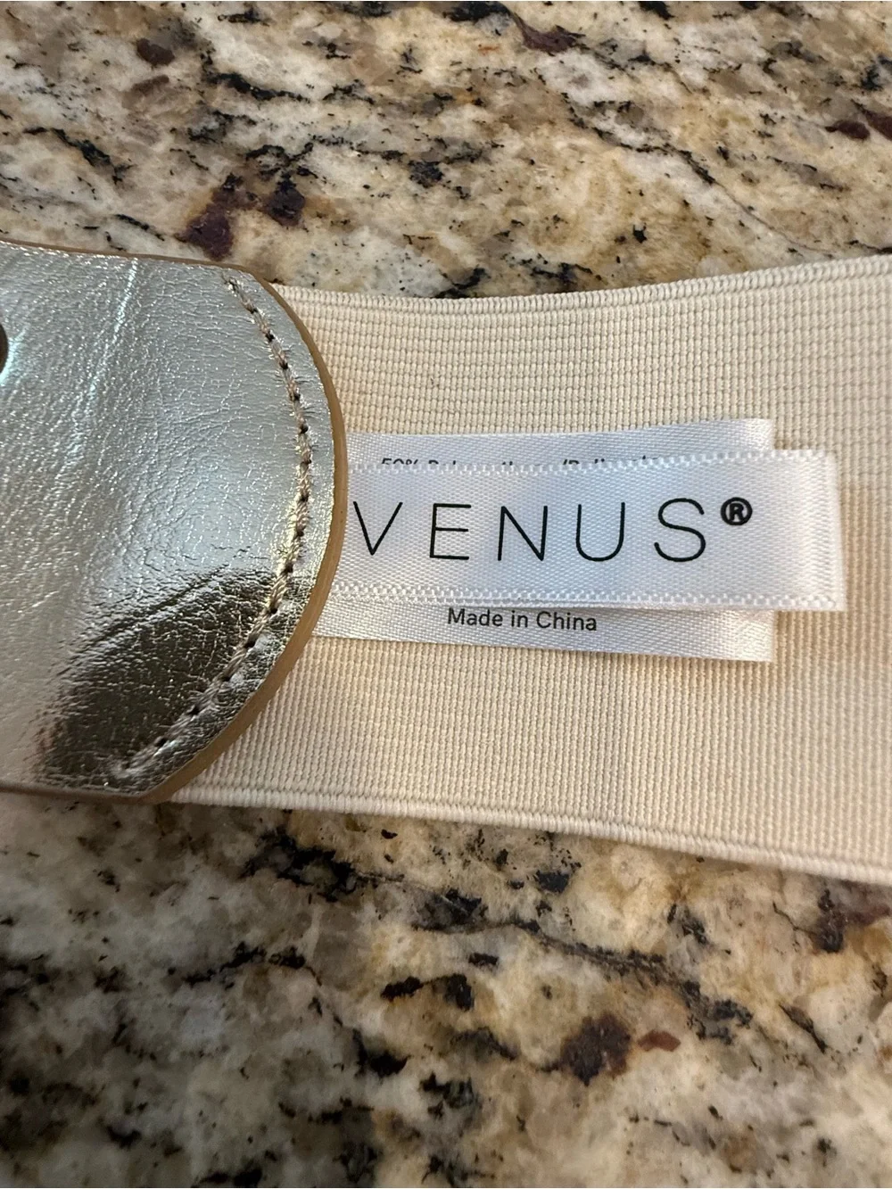Venus rope braided silver gold metallic cream stretch belt SZ S/M